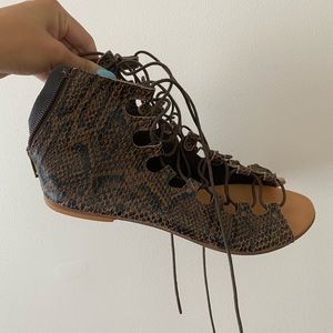 Snake print gladiator sandals